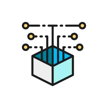 Open source code, web development flat color line icon. Stock Illustration