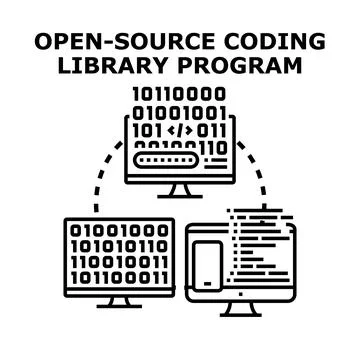 Open source coding library program development concept 스톡 일러스트