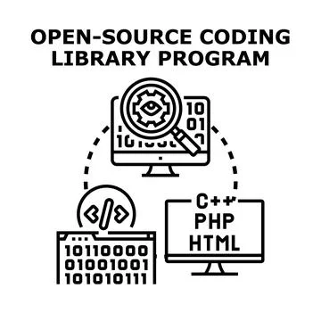 Open source coding library program development concept 스톡 일러스트