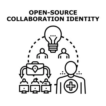 Open source collaboration identity developing project workflow Stock-Illustration