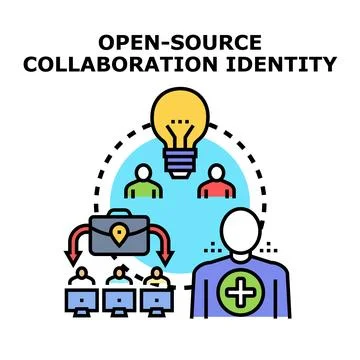 Open source collaboration identity developing project workflow Stock Illustration