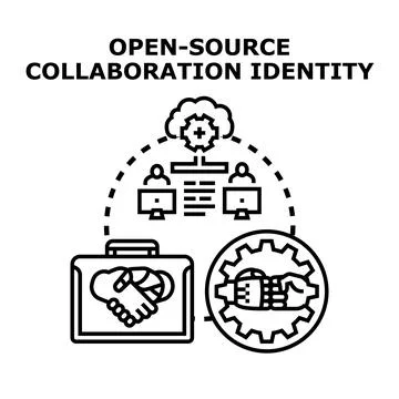 Open source collaboration identity vector concept 库存插图