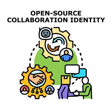 Open source collaboration identity vector illustration Illustrazione stock