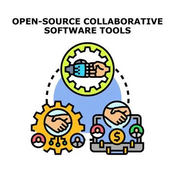 Open source collaborative software tools concept Stock Illustration