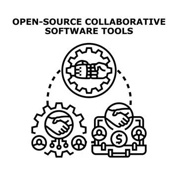 Open source collaborative software tools concept Stock Illustration