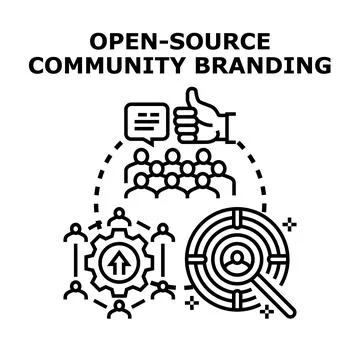 Open source community branding building collaboration and innovation 库存插图