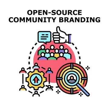 Open source community branding building collaboration and innovation Stock Illustration