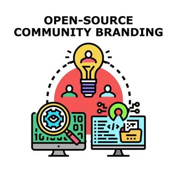 Open source community branding working on software development Stock Illustration