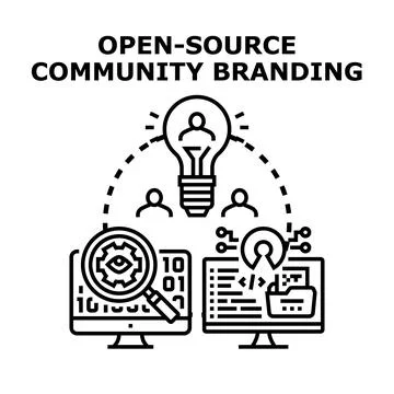 Open source community branding working on software development イラスト素材