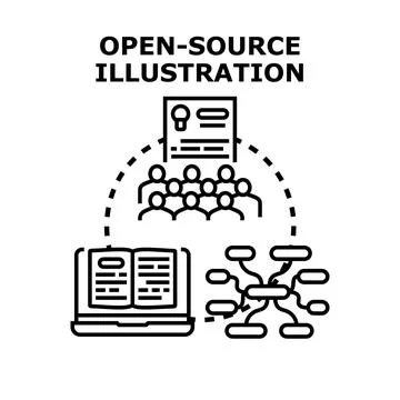 Open source concept with collaboration and community development Stock Illustration
