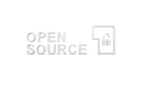 OPEN SOURCE concept white background 3d render illustration Stock Illustration