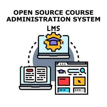 Open source course administration system concept lms Stock Illustration