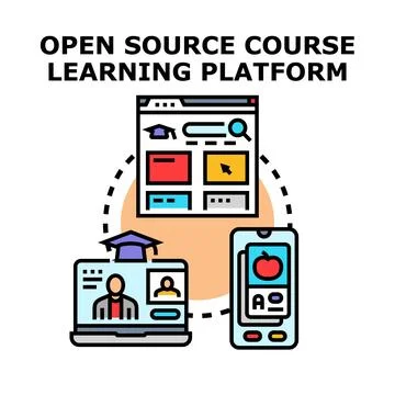 Open source course learning platform concept Stock Illustration
