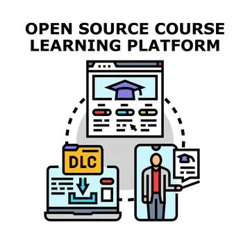 Open source course learning platform developing education Stock Illustration