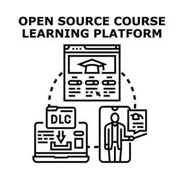 Open source course learning platform developing education Stock Illustration