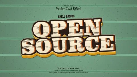 Open Source Cream Toner Text Effect with Orange Offset on Green Stock Illustration