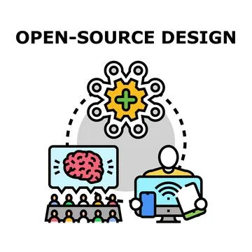 Open source design project development collaboration Stock Illustration