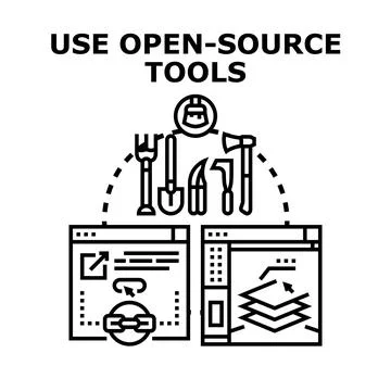 Open source digital tools ecosystem development Illustrazione stock