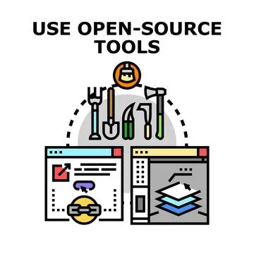 Open source digital tools ecosystem development 스톡 일러스트