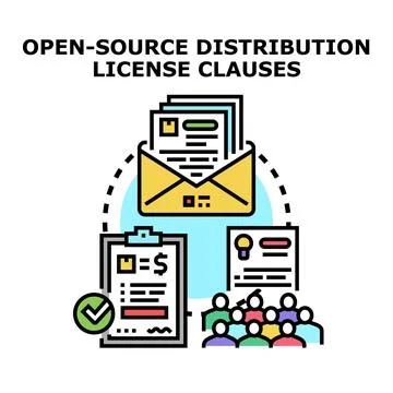Open source distribution license clauses concept illustration 库存插图