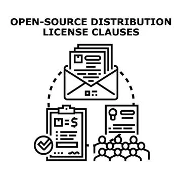 Open source distribution license clauses concept illustration Stock Illustration