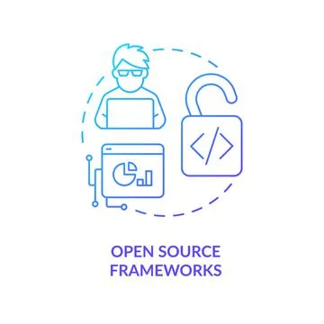 Open source frameworks blue gradient concept icon Stockillustratie