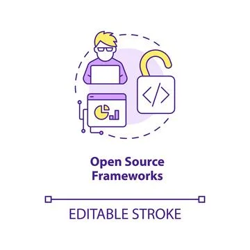 Open source frameworks concept icon Stock Illustration