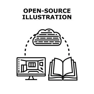 Open source illustration displaying digital design and cloud computing 库存插图