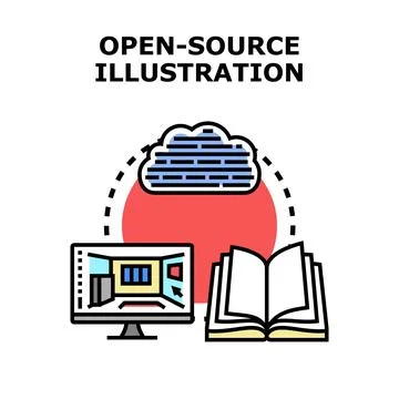 Open source illustration displaying digital design and cloud computing Stock Illustration