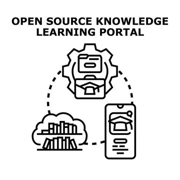 Open source knowledge learning portal concept diagram Stock-Illustration