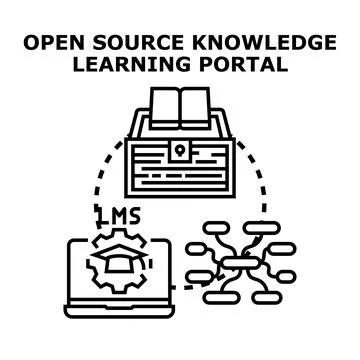 Open source knowledge learning portal system illustration 스톡 일러스트