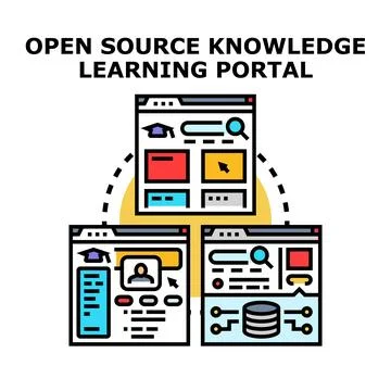 Open source knowledge learning portal concept vector 库存插图