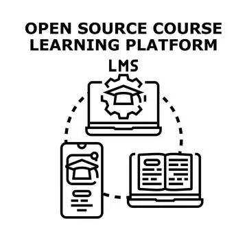 Open source learning management platform concept 스톡 일러스트