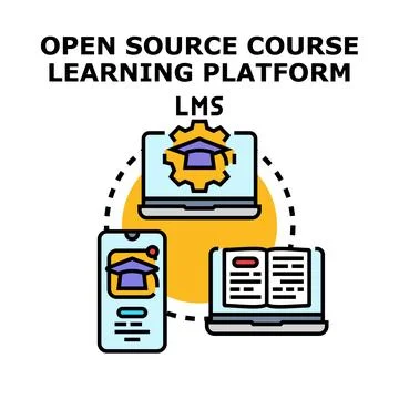 Open source learning management platform concept Stock Illustration