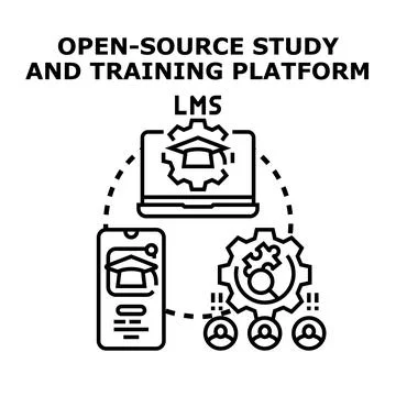 Open source learning management system platform concept Stockillustratie