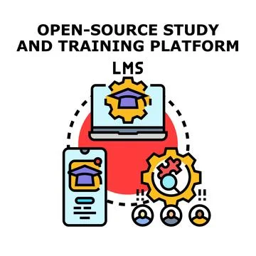 Open source learning management system platform concept Stock Illustration