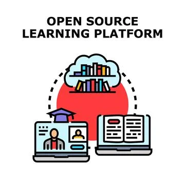 Open source learning platform concept and online education 스톡 일러스트
