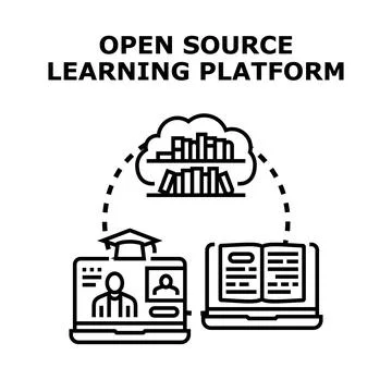 Open source learning platform concept and online education Stock Illustration