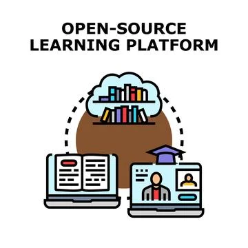 Open source learning platform conceptual illustration of online education イラスト素材