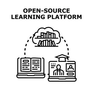 Open source learning platform conceptual illustration of online education 스톡 일러스트