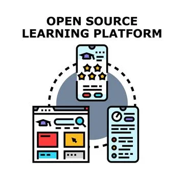 Open source learning platform connecting digital education Stock Illustration