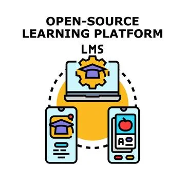 Open source learning platform lms technology concept Stock Illustration