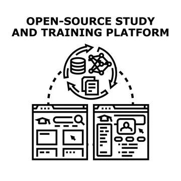 Open source learning platform providing study and training resources Illustrazione stock