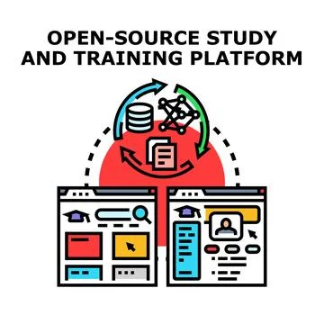 Open source learning platform providing study and training resources Stock Illustration