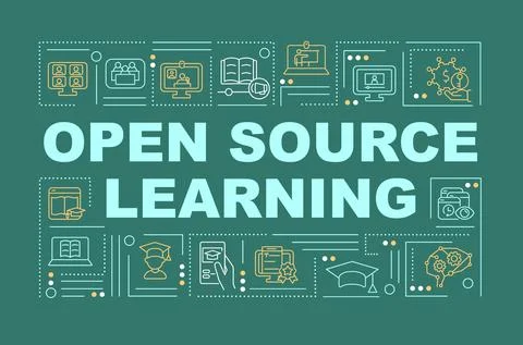 Open source learning word concepts green banner イラスト素材