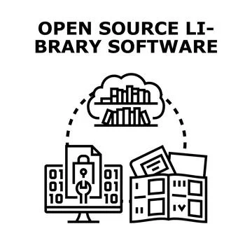Open source library software developing programming concept illustration Stock-Illustration