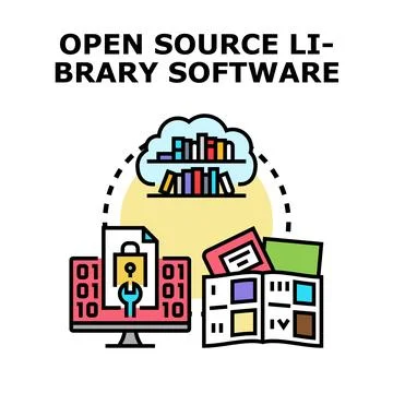 Open source library software developing programming concept illustration Illustrazione stock