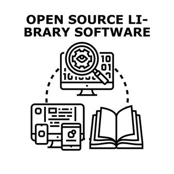 Open source library software development and management Stock Illustration