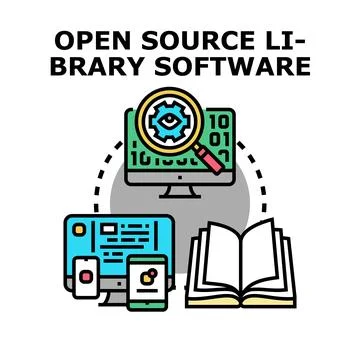 Open source library software development and management Illustrazione stock