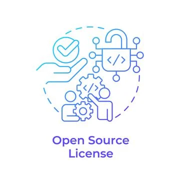 Open source license blue gradient concept icon Illustration